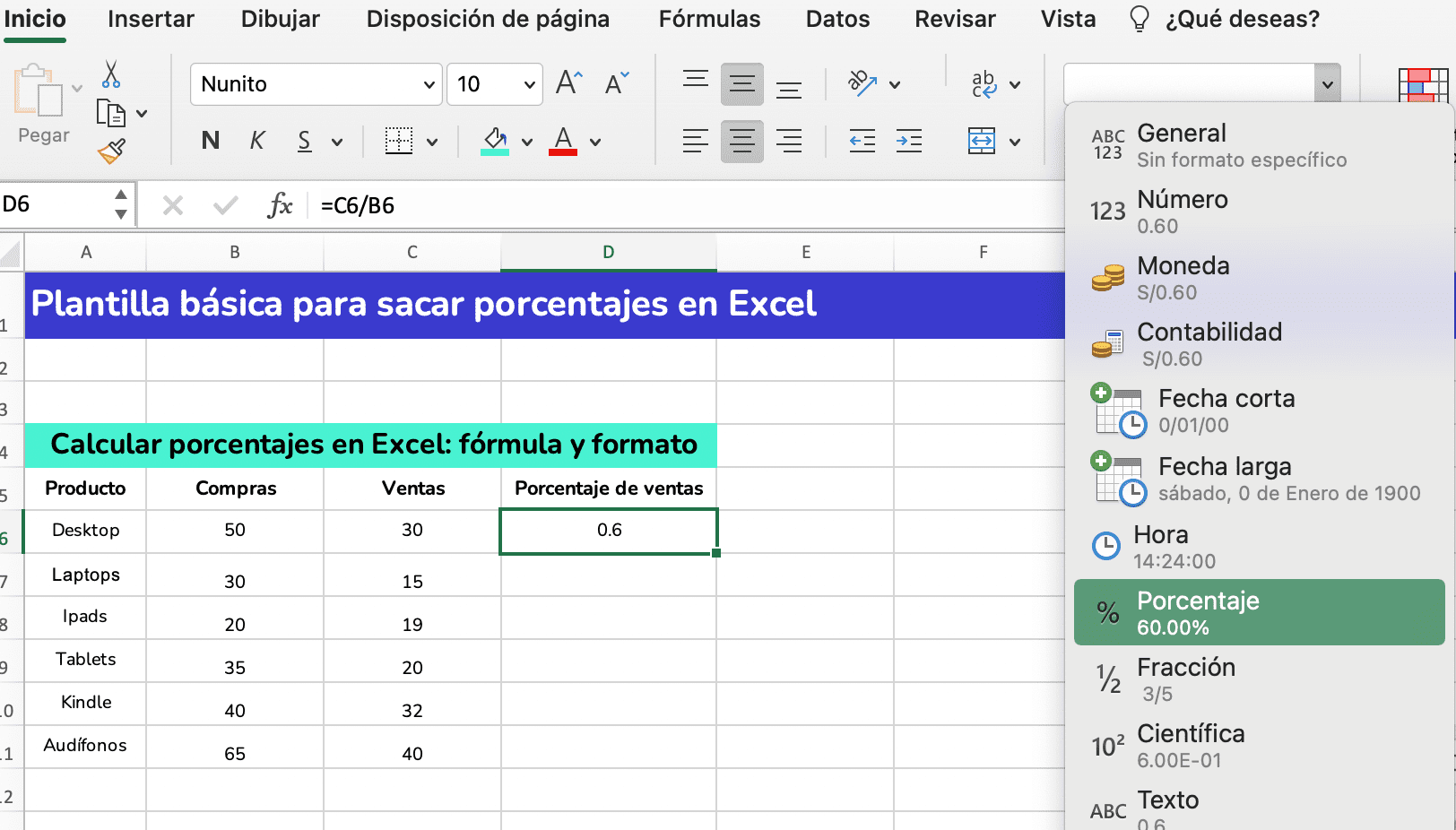 Calcular Porcentajes en ComboBox Excel: Guía Rápida