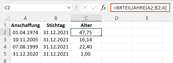 Excel Tipp Mit Brteiljahre Das Alter In Jahren Berechnen Excel Tipp Mit Brteiljahre Das Alter In Jahren Berechnen
