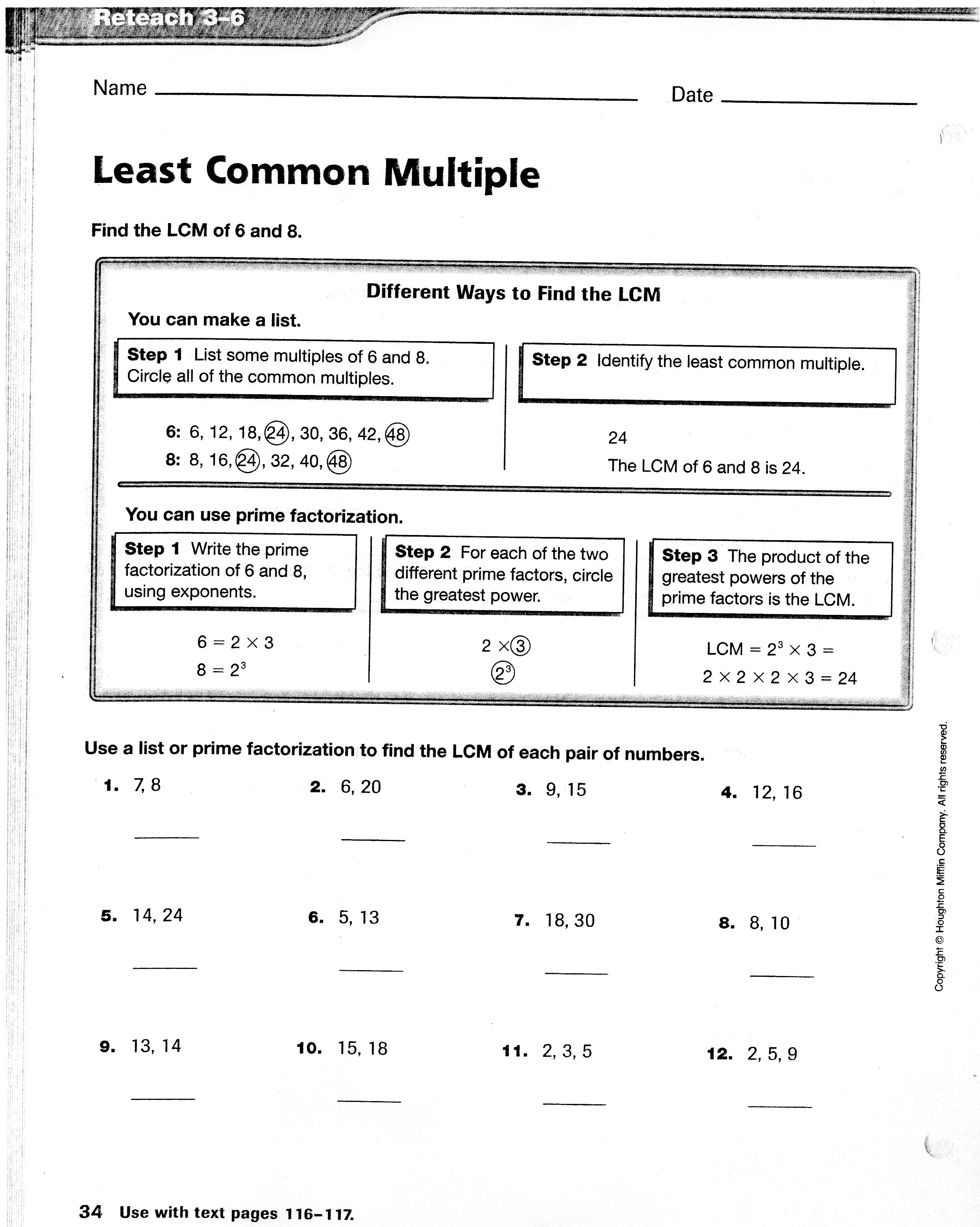 Least Common Multiple Least Common Multiple