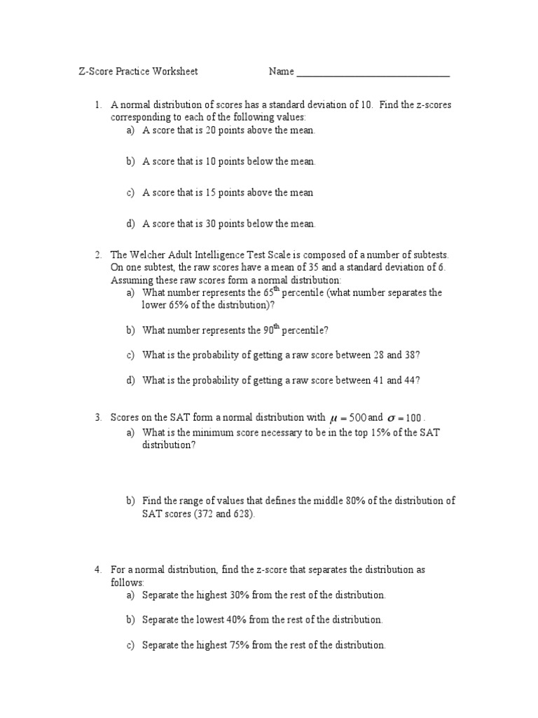 Master Z Scores: 5 Essential Practice Worksheet Tips